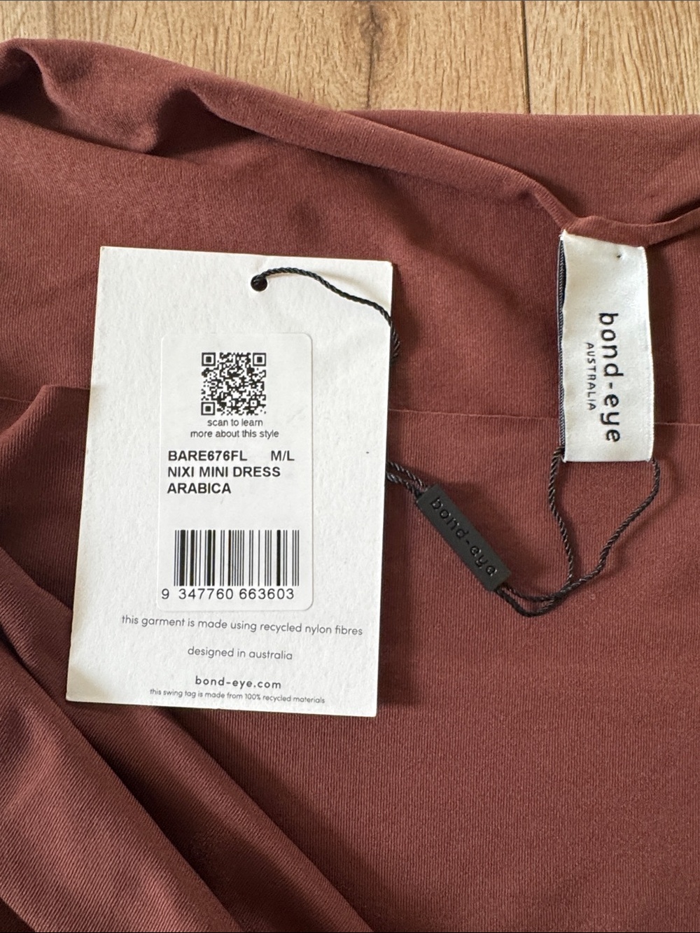 NWT. Bond-eye Seimwear Brand Sleeveless Nixi Mini Dress in Arabica Brown M/L - Picture 10 of 13